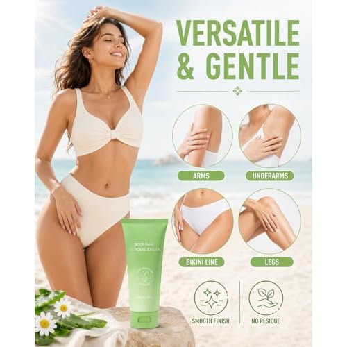 Hair Removal Cream for Women, 6.76 Fl Oz Gentle Depilatory Cream for Legs, Arms, Underarms, Bikini Line, Fast Body Hair Remover with Smooth Skin Finish, Sensitive Skin Care