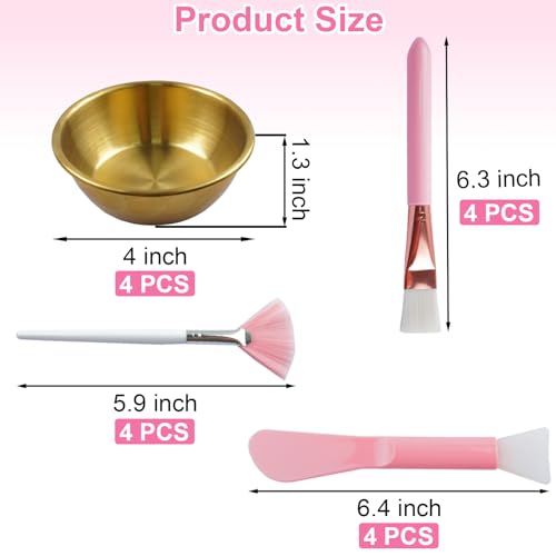 SPNKMJUJ 16PCS Gold Esthetician Facial Supplies Set - Stainless Steel Mixing Bowls & Brushes