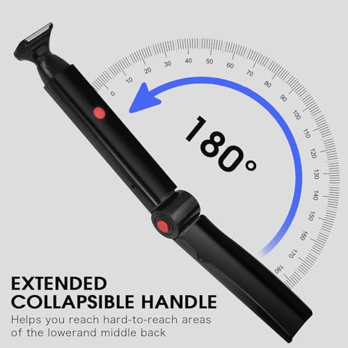 Back Shavers for Men Long Handle,Multifunctional Self-Service Electric Back Hair Razor with Adjustable Handle,Men's Back Shaver wiht Nose Hair Trimmer Set and 2 Shock Absorber Flex Heads£¬Black