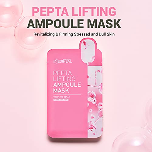 Mediheal Pepta Lifting Ampoule Facial Mask Sheet Pack of 15 - Collagen & Peptide Anti-Aging