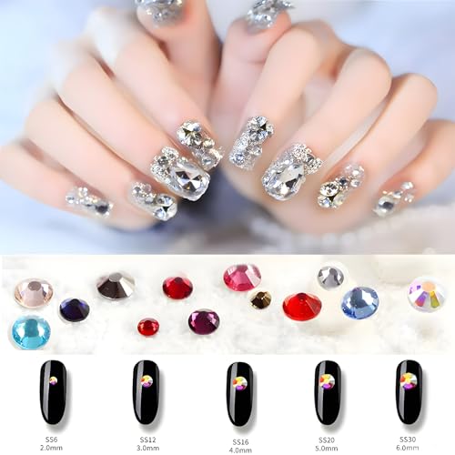 Kzkcy Flatback Rhinestones 1250Pcs SS20 5mm AB Black Purple Red Glitter Gems