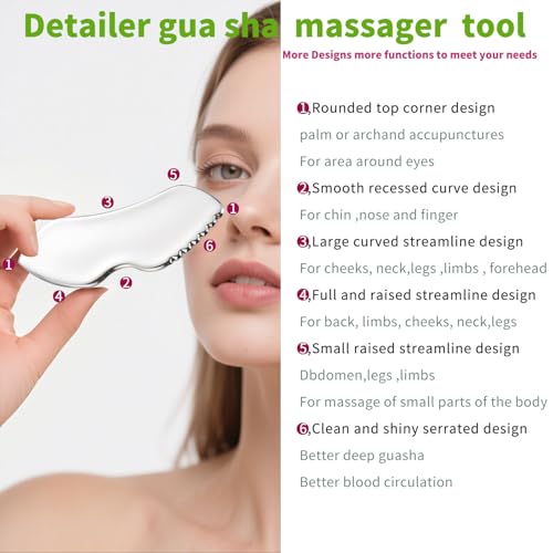 Stainless Steel Gua Sha Tool & Eye Cream Applicator Set