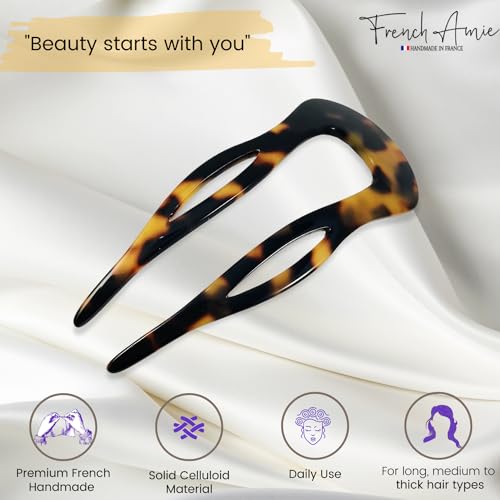 French Amie Tokyo 3-Inch Medium U Hair Pin for Women Girls — Tortoise Shell