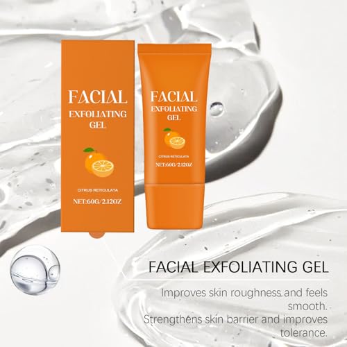 Facial Exfoliating Gel with Orange Enzyme - Hydrating Deep Clean & Skin Rejuvenation (60g, 2pcs)