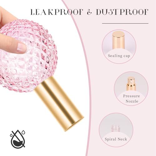 2pcs Vintage Pink Glass Perfume Bottles, 100ml Refillable Atomizer Set
