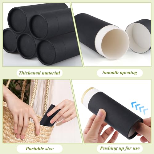 8pcs 75g/2.5oz Black Paperboard Deodorant Containers,Empty Kraft