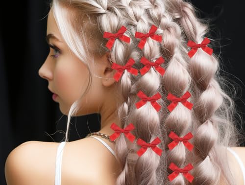30 Mini Satin Hair Bow Clips for Women & Girls - Alligator Barrettes