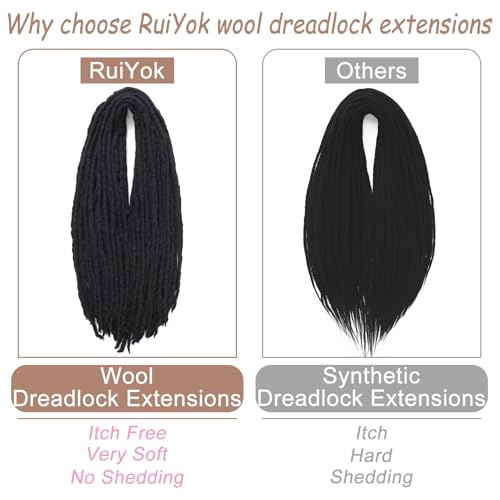 Purple Mix Wool Dreadlock Extensions 20 Inch Double Ended 20 Strands Handmade for Women
