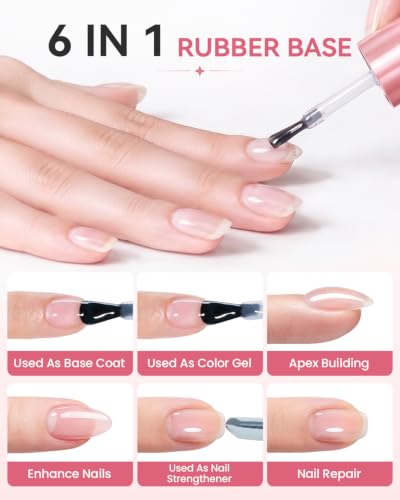 Makartt Hema-Free Rubber Base Gel 6-in-1 Clear Builder Nail Coat 15ML