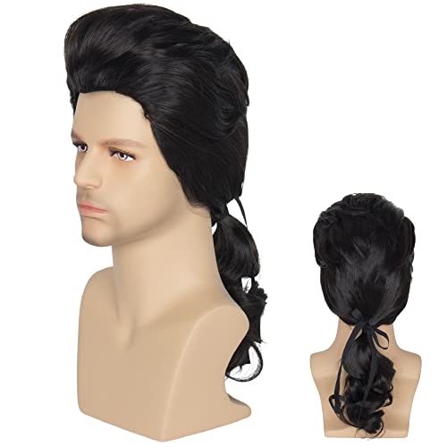 Gaston Short Wavy Brown Cosplay Wig with Ponytail - Heat-Friendly Synthetic