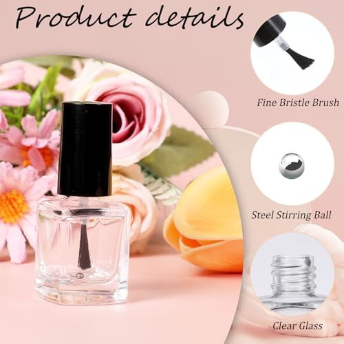 Qulkws 2 Pack 5ml Clear Glass Nail Polish Bottles with Brush & Funnel