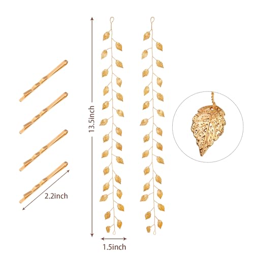 Willbond Gold Leaf Headband Set – 2 Pcs Wedding Hair Vine Headpieces