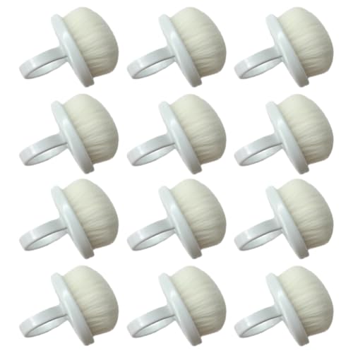 KABAKE Soft Nail Dust Brush Ring - 12 Pack Manicure Duster & Makeup Brush