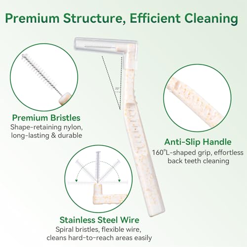 FAMILIFE 0.6mm L-Shaped Interdental Brush for Braces - 20 Pack