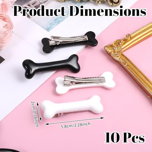 10-Pack Resin Dog Bone Hair Clips for Women & Girls