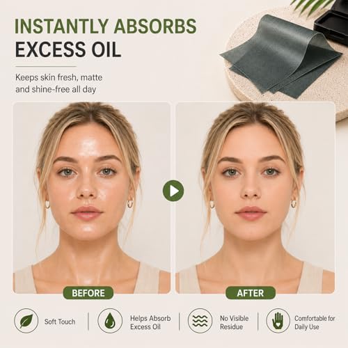 OOPPOO Oil Blotting Sheets for Face 500 Pcs with Mirror & Refill Pack - Light Gray, Odorless, Makeup Friendly, Durable, for Oily Skin