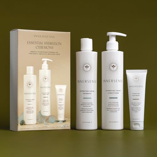 INNERSENSE - Essential Hydration Ceremony | Hydrating Cream Hairbath + Conditioner (10oz ea) + Hair Mask (2oz) | Revive + Replenish | For Women & Men, Non-Toxic, Cruelty-Free, Clean Haircare