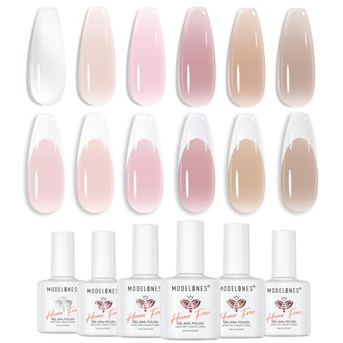 Modelones Jelly Gel Nail Polish Set - Hema Free, 6 Trendy Colors