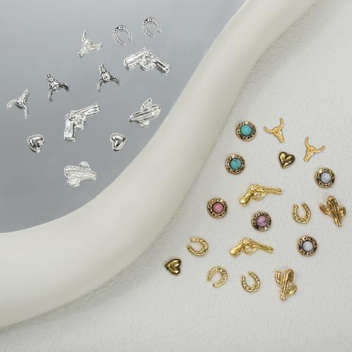 Ohmique 30 PCS 3D Western Nail Charms - Vintage Cowboy Style Nail Art