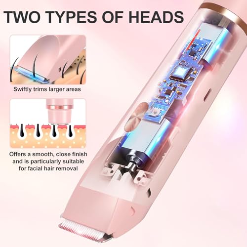 Nursetek 2-in-1 Electric Shaver for Women - Pink, Rechargeable Razor for Legs, Face & Bikini