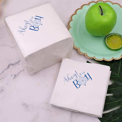 Ahoy It's A Boy Nautical Baby Shower Cocktail Napkins - 50 Pack