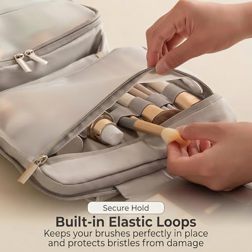 Hanging Toiletry Bag 3-Tier PU Leather Waterproof Travel Organizer