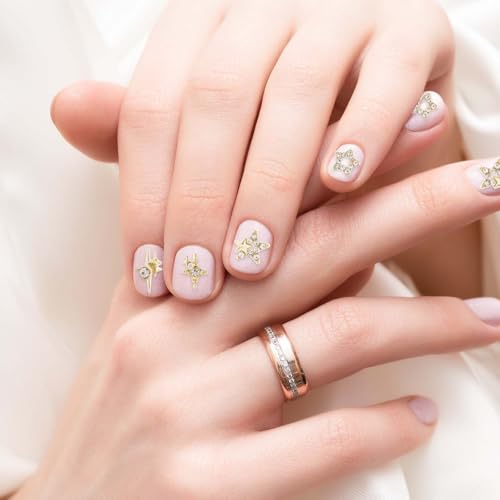 Abeillo Gold Star 3D Nail Charms Set for Acrylic Nails, Rhinestones & Bling