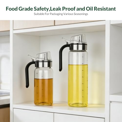 Hotder 500ml Olive Oil Dispenser Bottles - Glass, Non-Drip Spout, Easy Refill (2-Pack)