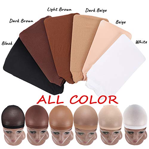 24 Pcs White Nylon Wig Caps - Stretchy Wig Accessories (12 Pack)