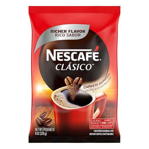 Nescafe Clasico Dark Roast Instant Coffee, 8 oz Pouch