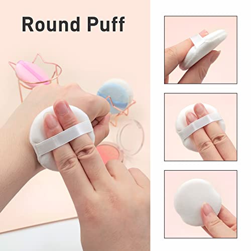 Zvrlampro 4-Pack Cotton Powder Puffs – 3.15 Inch Soft Makeup Sponges for Face & Body