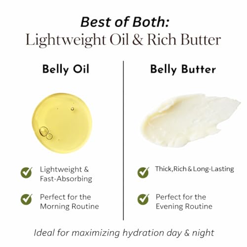 Belly Bundle by Irene Organics - Organic Belly Butter and Oil for Pregnancy Stretch Mark Prevention and Treatment - Award Winning Skincare For Pregnancy and Postpartum - Mother's Day Gift Set (Large)