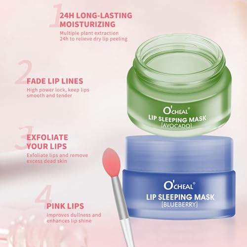 MEICOLY Berry Lip Sleeping Mask - Hydrating Overnight Lip Treatment, Nourishing Lip Balm for Dry Chapped Lips, 0.7oz