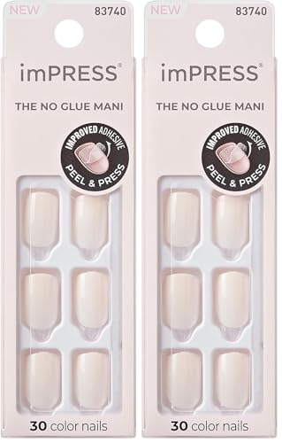 imPRESS No Glue Press On Nails, 'Point Pink', Short Squoval, 33 Piece Set (Pack of 2)