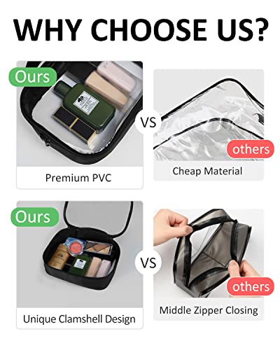 Moyad Black 3-Pack TSA Approved Clear Travel Toiletry Bags with Handles