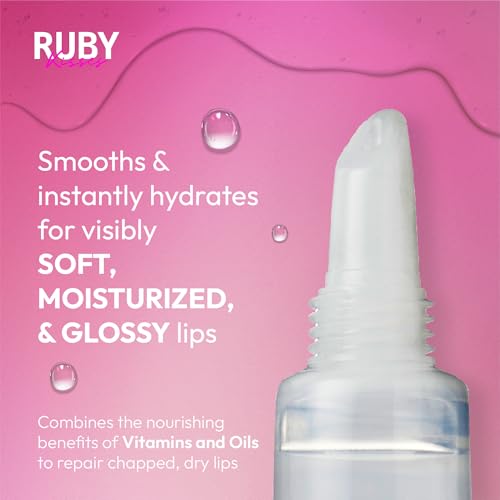 Ruby Kisses Hydrating Clear Lip Oil Treatment Gloss 6 Pack, Vitamin E & Jojoba, Non-Greasy Lip Hydration