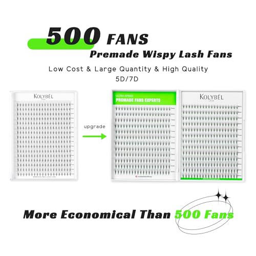 Kolybel 500 Wispy Premade Lash Fans - 7D 0.07 C Curl 8-15mm