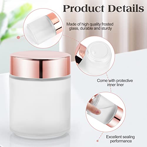 Cositina 4 Pack 7oz Frosted Glass Cosmetic Jars with Rose Gold Lids
