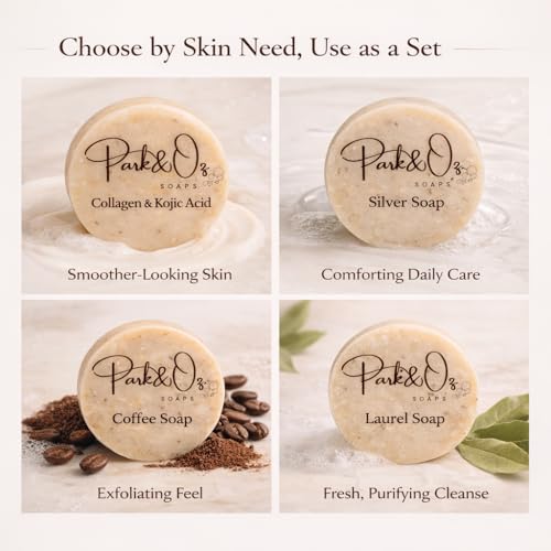 PARK & OZ 4-in-1 Luxury Turkish Soap Set – Collagen, Coffee, Laurel & Silver
