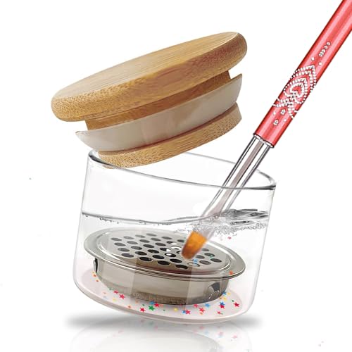 MOLILON Style 1 Nail Brush Washing Cup with Mesh Layer & Lid - Manicure Tool Cleaner