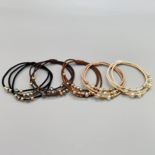 10pcs Small Gold Bead Hair Ties for Women, Elastic Ponytail Holders, Multi Colors