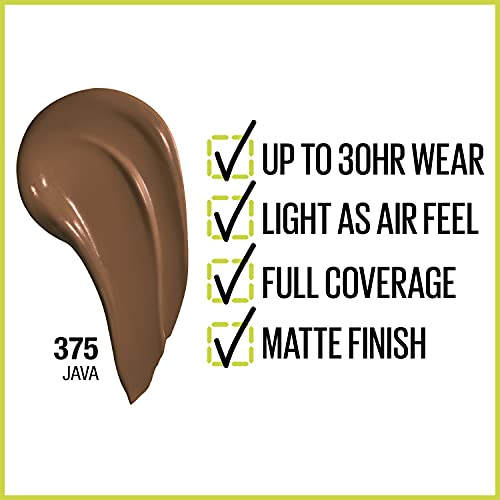 Maybelline Super Stay Full Coverage Liquid Foundation - Matte Finish, Java, 30HR Wear