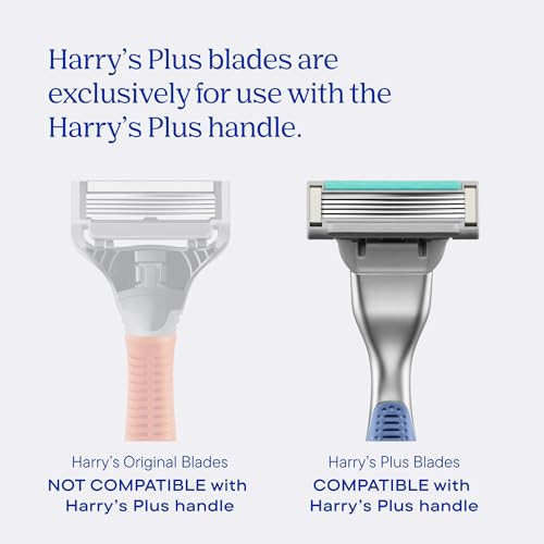 Harry's Plus Razor and Blade Value Pack, 1 Razor Handle (Tide), 9 Razor Blade Refill Cartridges- German Engineered- Up to 12 Months of Smooth Shaving