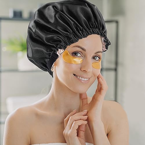 Large Black Satin Silk Bonnet for Sleeping - Hair Protection & Care