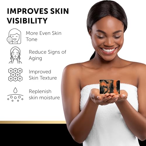 Charcoal Kojic Acid Turmeric Black Soap with African Net - 2 Pack