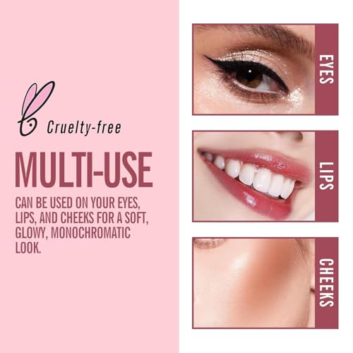 KIMUSE Quartz Rose Face Stick Trio - Blush, Highlighter & Contour for All Skin Tones (0.75 oz)