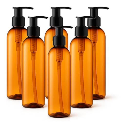 Bar5F 8.5-Ounce Pump Bottle Dispenser 6-Pack – Refillable BPA-Free Lotion/Soap Bottles