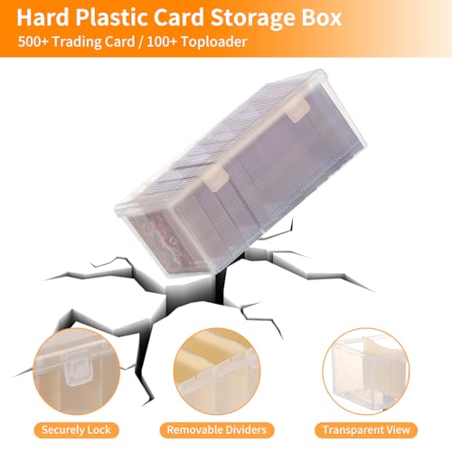 Trading Card Storage Box with 6 Dividers for 500+ Cards