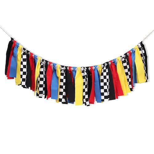 Black and Yellow Gingham Birthday High Chair Banner Garland