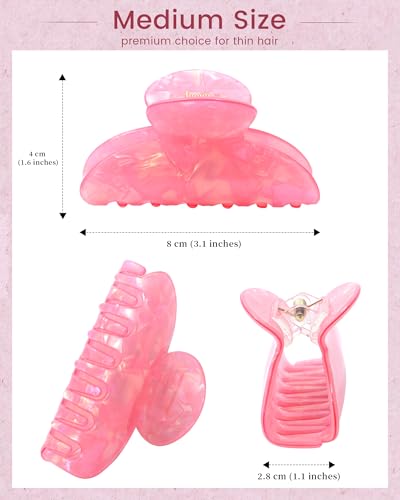 ACECHA 4-Pack Medium Claw Clips for Hair, Non-Slip Acrylic Hair Clamps